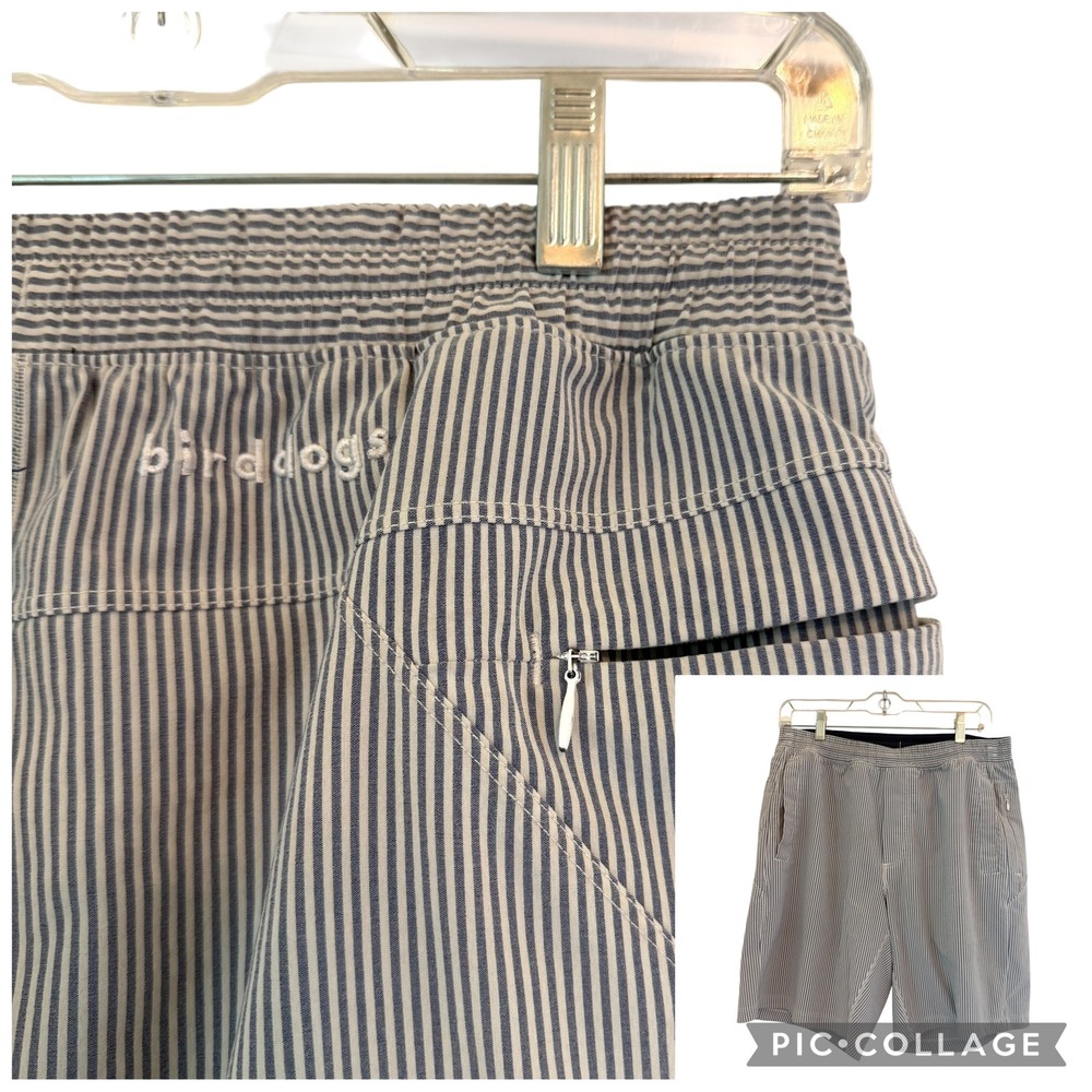 Birddogs Mens Lined Gym Shorts Blue White Stripe Large Long For Your Boomstick
